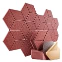 12 Pack Self-Adhesive Acoustic Panels 12" X 10" X 0.4" - Sound Proof Foam Panels with High Density, Y-Lined Design, Flame Resistant, Absorb Noise and Eliminate Echoes(Red)