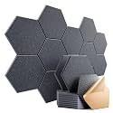 12 Pack Self-Adhesive Acoustic Panels 12" X 10" X 0.4" - Sound Proof Foam Panels with High Density, Stylish Hexagonal Design, Flame Resistant, Absorb Noise and Eliminate Echoes(Dark Gray)