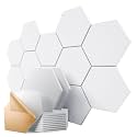 12 Pack Self-Adhesive Acoustic Panels 12" X 10" X 0.4" - Sound Proof Foam Panels for Walls, Stylish Hexagonal Design, Flame Resistant, Absorb Noise and Eliminate Echoes(Pure White)