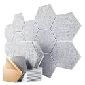 12 Pack Self-Adhesive Acoustic Panels 12" X 10" X 0.4" - Sound Proof Foam Panels for Walls, Hexagonal Design, High Density, Absorb Noise and Eliminate Echoes(Silver Gray)
