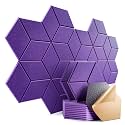 12 Pack Self-Adhesive Acoustic Panels 12" X 10" X 0.4" - Sound Proof Foam Panels with High Density, Y-Lined Design, Flame Resistant, Absorb Noise and Eliminate Echoes(Purple)