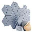 12 Pack Self-Adhesive Acoustic Panels 12" X 10" X 0.4" - Sound Proof Foam Panels with High Density, Y-Lined Design, Flame Resistant, Absorb Noise and Eliminate Echoes(Smoky Gray)