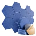 12 Pack Self-Adhesive Acoustic Panels 12" X 10" X 0.4" - Sound Proof Foam Panels with High Density, Stylish Hexagonal Design, Flame Resistant, Absorb Noise and Eliminate Echoes(Sky Blue)