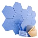 12 Pack Self-adhesive Acoustic Panels 12" X 10" X 0.4" - Sound Proof Foam Panels with High Density, Stylish Hexagonal Design, Flame Resistant, Absorb Noise and Eliminate Echoes(Steel Blue)