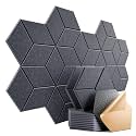 12 Pack Self-Adhesive Acoustic Panels 12" X 10" X 0.4" - Sound Proof Foam Panels with High Density, Y-Lined Design, Flame Resistant, Absorb Noise and Eliminate Echoes(Dark Gray)