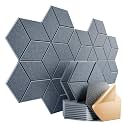 12 Pack Self-Adhesive Acoustic Panels 12" X 10" X 0.4" - Sound Proof Foam Panels with High Density, Y-Lined Design, Flame Resistant, Absorb Noise and Eliminate Echoes(Gray)
