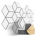 12-Pack Self-Adhesive Acoustic Panels 12" x 10" x 0.4" High-Density, Flame-Resistant Soundproof Foam. Absorbs Noise and Eliminates Echoes, Hexagonal 3D Design (White Face)