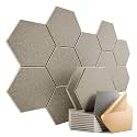 12 Pack Self-Adhesive Acoustic Panels 12" X 10" X 0.4" - Sound Proof Foam Panels with High Density, Stylish Hexagonal Design, Flame Resistant, Absorb Noise and Eliminate Echoes(Camel)