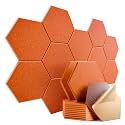 12 Pack Self-Adhesive Acoustic Panels 12" X 10" X 0.4" - Sound Proof Foam Panels with High Density, Stylish Hexagonal Design, Flame Resistant, Absorb Noise and Eliminate Echoes(Tangerine)