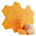12 Pack Self-Adhesive Acoustic Panels 12" X 10" X 0.4" - Sound Proof Foam Panels with High Density, Y-Lined Design, Flame Resistant, Absorb Noise and Eliminate Echoes(Orange Yellow)