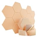 12 Pack Self-Adhesive Acoustic Panels 12" X 10" X 0.4" - Sound Proof Foam Panels with High Density, Hexagonal Design, Flame Resistant, Absorb Noise and Eliminate Echoes(Light Apricot)