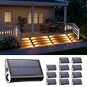 12-Pack Solar Deck Stair Lights, Waterproof, 2-Sided Warm White LED