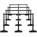 12 Pack Stanchions with Retractable Belts - Crowd Control Barriers with Weighted Rectangle Rubber Base, 10FT Retractable Belt Stanchions for Queue Line, Events, Public Safety(Black，12 Pack）
