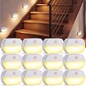 12 Pcs Stick-on Motion Sensor Stair Light Indoor Warm White LED Night Light