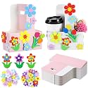 12 Pack Teacher Appreciation Gifts 2 Cup Drink Carrier with Handle 2 Colors Kraft Paperboard Cup Holder Portable with Foam Flowers Gift for Mother's Day or Hot Cold Drinks Coffee Caddy