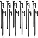 12 Pack Tent Stakes Heavy Duty Metal Tent Pegs for Camping Steel Tent Stakes 8 inch Unbreakable and Inflexible