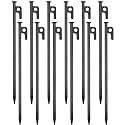 12 Pack Tent Stakes Heavy Duty Metal Tent Pegs for Camping Steel Tent Stakes 12 inch Unbreakable and Inflexible