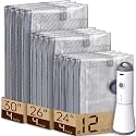 Vacbird 12 Pack Vacuum Bags for Travel with Rechargeable air Pump, Carry-on Size Vacuum Seal Bags for Luggage and Suitcase Compression, Space Saver for Clothes and Clothing Travel