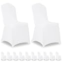 12 Pack White Stretch Polyester Spandex Chair Covers Universal Washable Removable Chair Slipcovers Protector for Wedding Banquet Events Party Dining Decoration