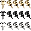 12 Packs Guitar Strap Locks Button Acoustic Electric Guitar Parts, Mushroom Head Style Buttons with End Pins & Washers for Acoustic Classical Electric Bass Ukulele