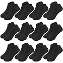 12 Pairs Boys Low Cut Ankle Socks, Kids School Socks 1-14 Years