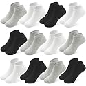 12 Pairs Boys Low Cut Ankle Socks, Kids School Socks 1-14 Years