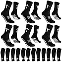 12 Pairs Cross Grip Soccer Socks Soccer Shin Guard Sleeves Non Slip Christian Socks with Bible Verse for Men Women