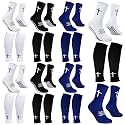 12 Pairs Cross Grip Soccer Socks Soccer Shin Guard Sleeves Non Slip Christian Socks with Bible Verse for Men Women