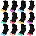 12 Pairs Girls Crew Athletic Socks, Kids Cotton Socks Ages 1-13