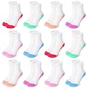12 Pairs Girls Crew Athletic Socks, Kids Cotton Socks Ages 1-13