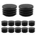 12 Pcs 1"" Round Plastic Plugs Insert Chair End Caps Black End Caps for Tubing, Chair Legs, TUOHAI002401201236