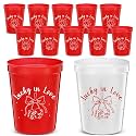 12 Pcs 16oz Lucky in Love Cup Bachelorette Party Decor Reusable Plastic Cup