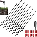 12 Pcs 30 Inch Long Spiral Ground Anchor Heavy Duty for Hard Soil (Black)