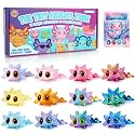 12 Pcs 3D Printed Axolotl Toy Magnets Cute Cat Eye 3D Printed Animals Toys Colorful Articulated Figurines Magnetic Desk Pets with Hidden Belly Magnets Gift Box for Gifting