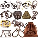 12 PCS Brain Teaser Puzzles Disentanglement Puzzles Metal Puzzle Logic Metal Puzzle for Adult Lock Puzzles Gift for Adults Teenagers