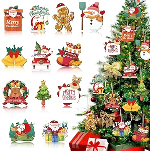 16pcs christmas decorations gingerbread house ornaments festive tree hanging decor for holiday party classroom and office family activity 16pcs red p
