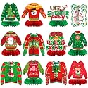 12 Pcs Christmas Ugly Sweater Honeycomb Centerpieces for Tables