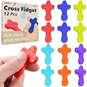 12 Pcs Cross Fidget Toy, Textured Worry Pocket Cross, Quiet Sensory Toy for Autism ADHD, Stress Relief, Christian Prayer Cross Fidget for Church Giveaways, Sunday School, Classroom Prizes.