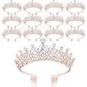 12 Pcs Crystal Tiara Princess Crown with Comb