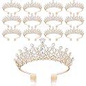12 Pcs Crystal Tiara Princess Crown with Comb