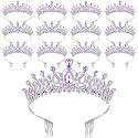 12 Pcs Crystal Tiara Princess Crown with Comb
