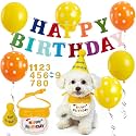 12 PCS Dog Birthday Decorations Bandana Set with Party Supplies Kit Yellow
