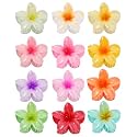 12 PCS Flower Hair Claw Clips for Women - 3 Inch Hawaiian Floral Hair Clips