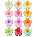 12 PCS Flower Hair Claw Clips for Women - 3 Inch Hawaiian Floral Hair Clips