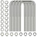 4 Pcs 304 Stainless Steel Square U-Bolt, 1/2 D x 2 1/16 W x 4 3/4 Inch