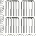 12 Pcs 304 Stainless Steel Square U-Bolt, 1/2 D x 3 1/16 W x 5 5/16 Inch