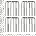12 Pcs 304 Stainless Steel Square U-Bolt, 1/2 D x 3 1/16 W x 4 5/16 Inch