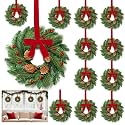 12 Pcs Mini Christmas Wreaths,12 Inch Christmas Wreath for Cabinets Kitchen