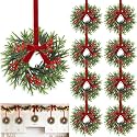 12 Pcs Mini Christmas Wreaths, 11 Inch Christmas Wreath for Kitchen Cabinet