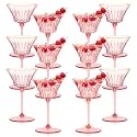 12 Pcs Plastic Martini Glasses with Gold Rim 4.5 Oz Reusable Acrylic Coupe Cocktail Glasses Removable Champagne Dessert Cups for Margaritas Mimosa Weddings Parties Birthday Celebrations (12, pink)